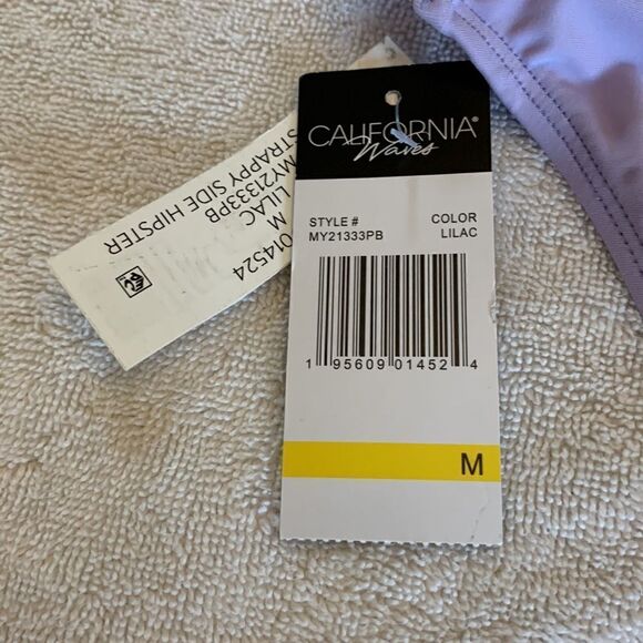 California waves lilac strappy side hipster bikini bottoms Size M NWT - Picture 4 of 5